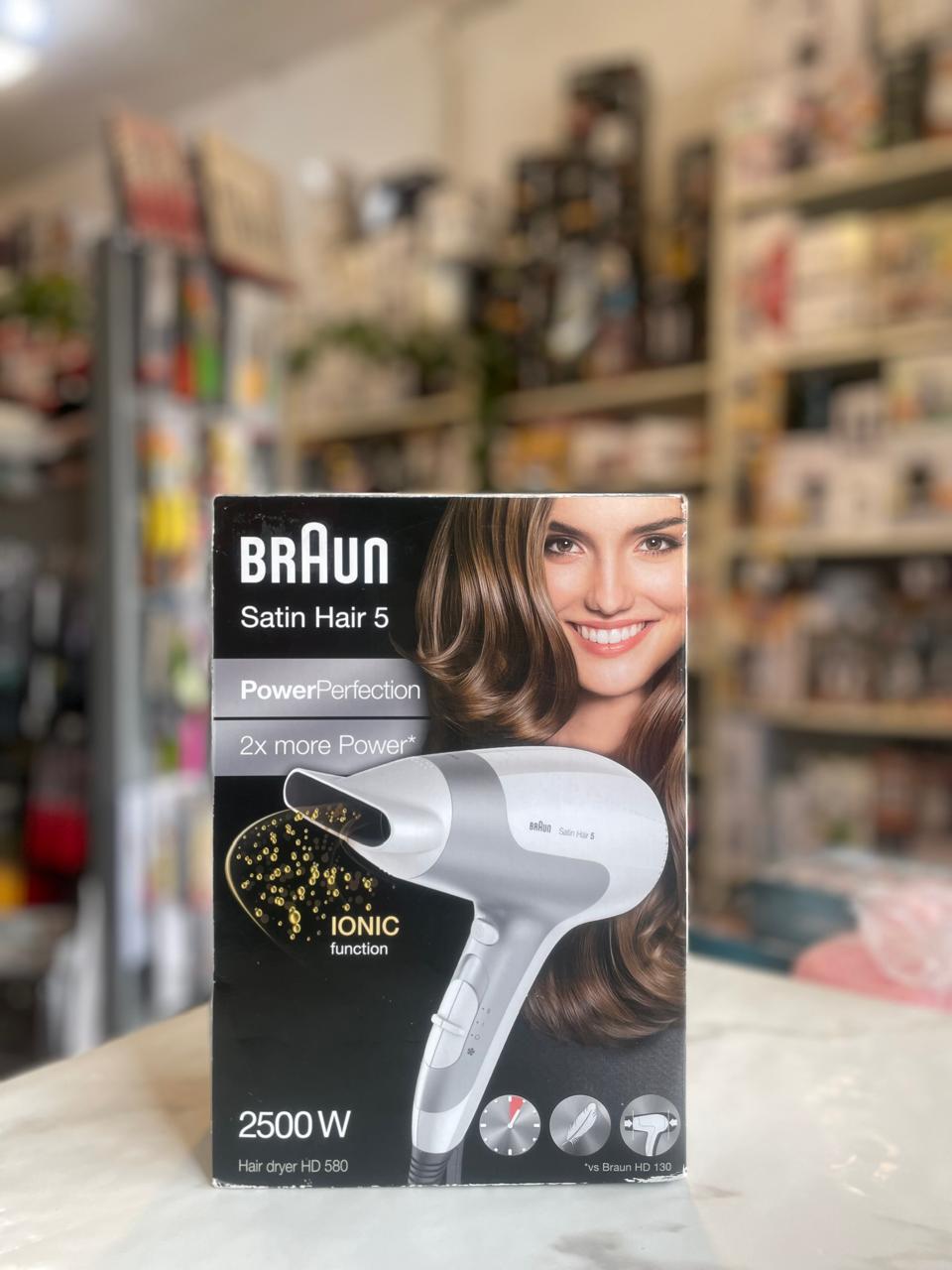Braun hd580 2500w سشوار ابيض وفضي