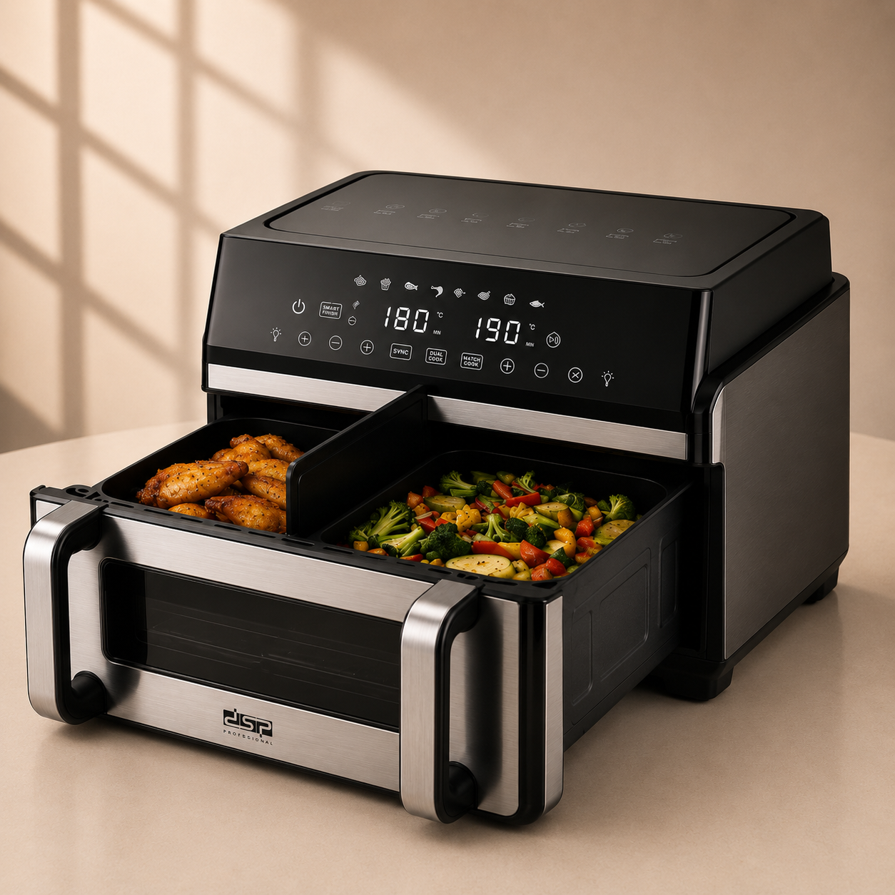 Air Fryer DSP 11L KB-2200 قلاية هوائية DSP سلة مزدوجة سعة 11 لتر KB-2200